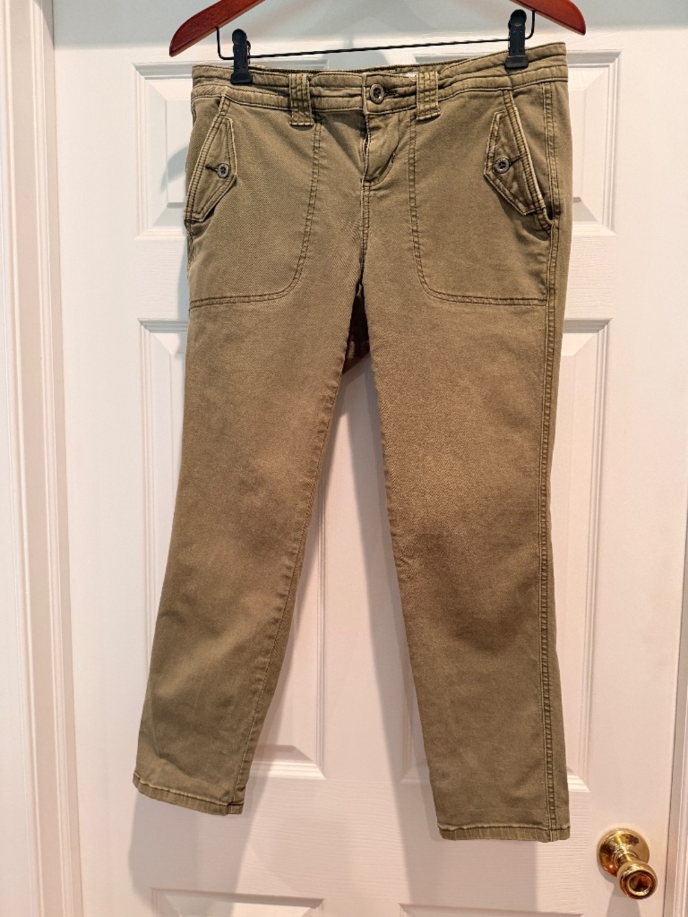 Torrid Women's Military Crop Ankle Twill Pants in Olive Green 10m